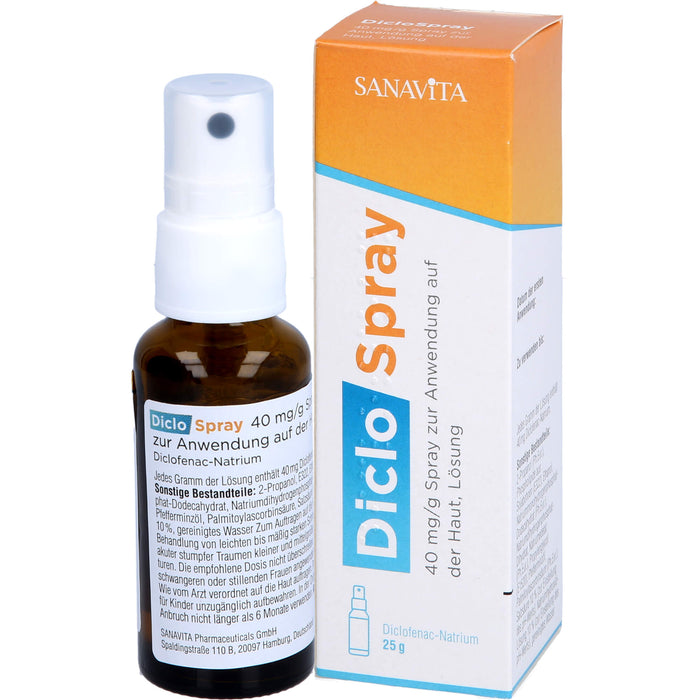 SANAVITA DicloSpray 40 mg/g  bei mäßig bis starken Schmerzen, 25 g Solution
