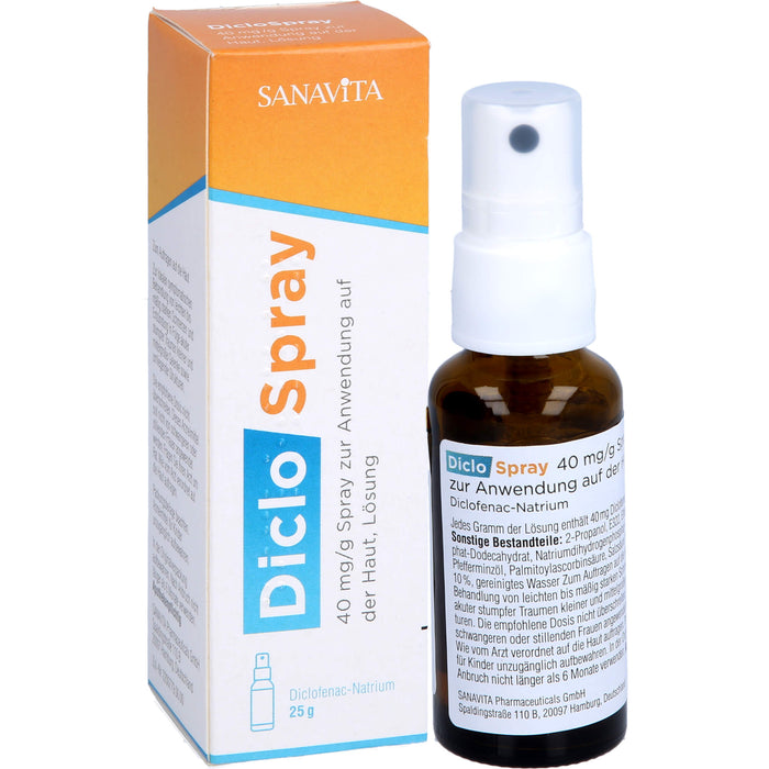 SANAVITA DicloSpray 40 mg/g  bei mäßig bis starken Schmerzen, 25 g Solution