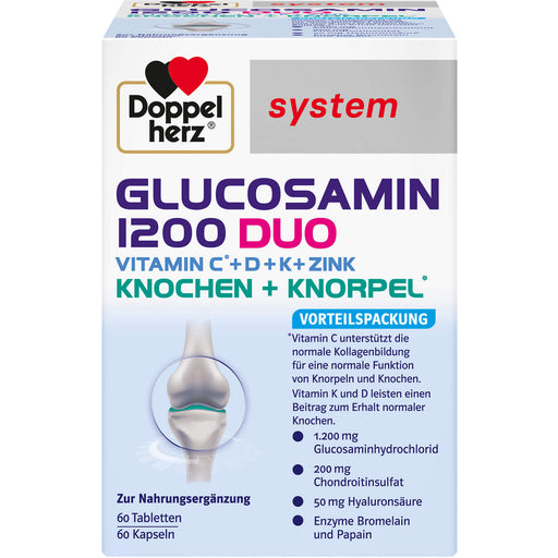 Doppelherz system Glucosamin 1200 Duo Tabletten und Kapseln für Knochen und Knorpel, 60 St. Portionen