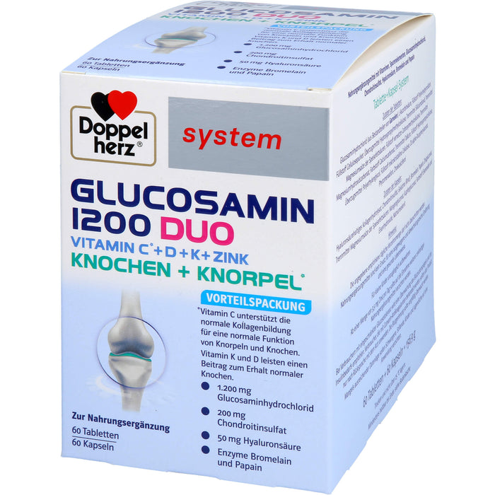 Doppelherz system Glucosamin 1200 Duo Tabletten und Kapseln für Knochen und Knorpel, 60 St. Portionen