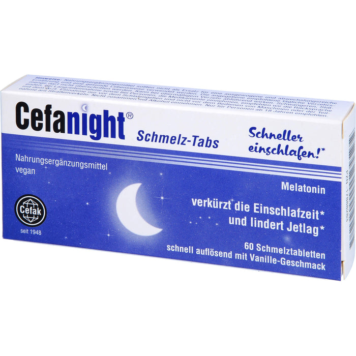 Cefanight Schmelz-Tabs schnell auflösend mit Vanille-Geschmack, 60 St. Schmelztabletten