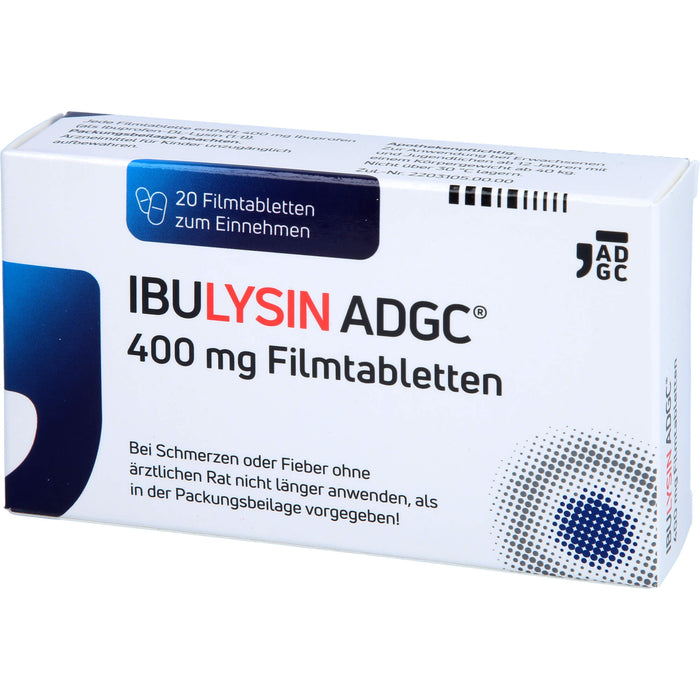 ADGC IbuLysin 400 mg Filmtabletten bei Schmerzen oder Fieber, 20 pcs. Tablets