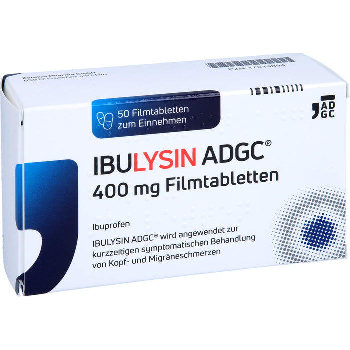 Ibulysin ADGC 400 mg Filmtabletten bei Schmerzen und Fieber, 50 pc Tablettes