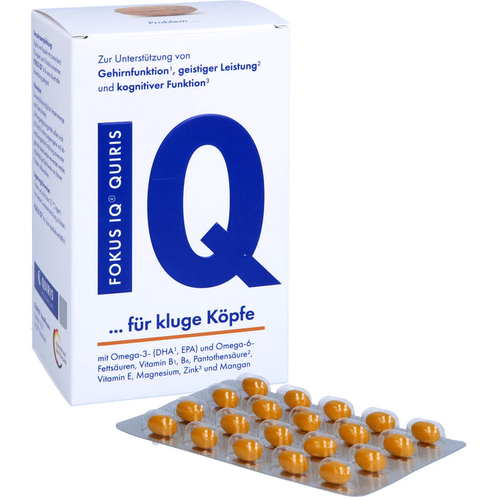 FOKUS IQ QUIRIS Kapseln zur Unterstützung von Gehirnfunktion, geistiger Leistung und kognitiver Funktion, 120 St. Kapseln