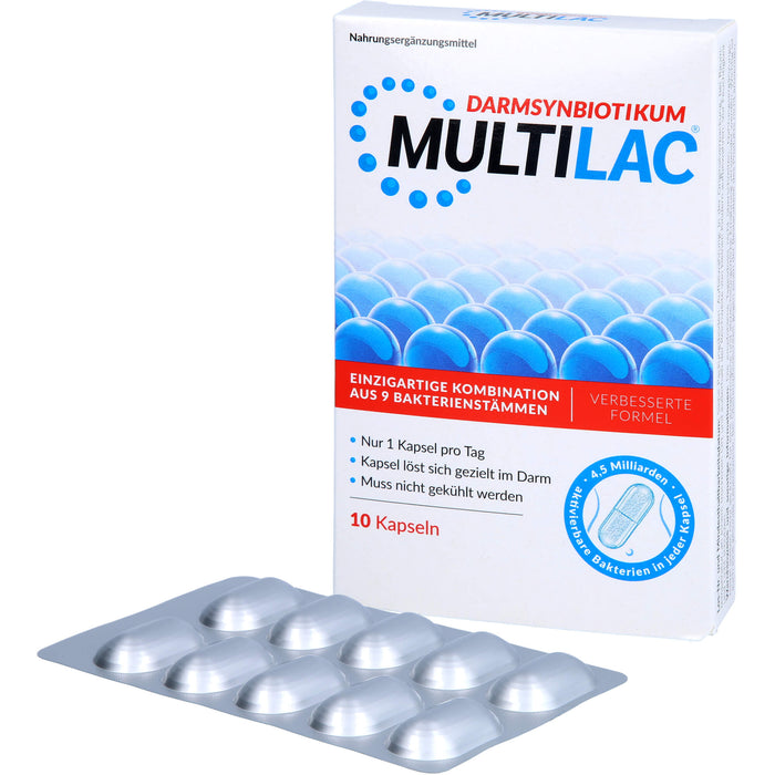 MULTILAC Darmsynbiotikum Kapseln für den Aufbau einer gesunden Darmflora, 10 pc Capsules