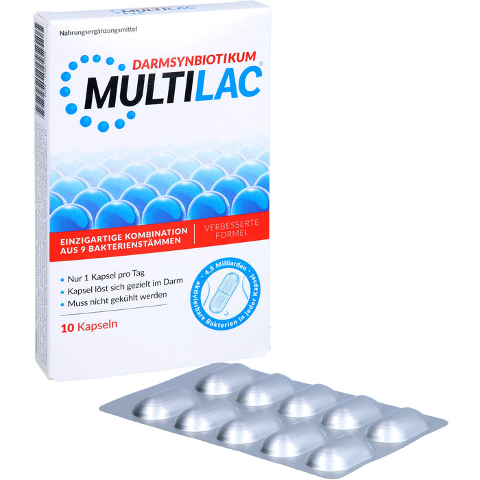 MULTILAC Darmsynbiotikum Kapseln für den Aufbau einer gesunden Darmflora, 10 pc Capsules