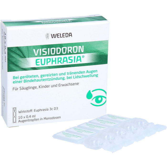 Visiodoron Euphrasia Augentropfen in Monodosen bei geröteten, gereizten & tränenden Augen einer Bindehautentzündung, 10 pcs. Single dose containers