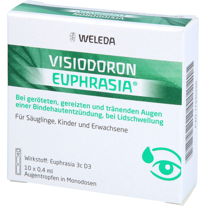 Visiodoron Euphrasia Augentropfen in Monodosen bei geröteten, gereizten & tränenden Augen einer Bindehautentzündung, 10 St. Einzeldosisbehältnisse
