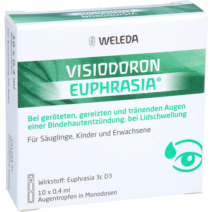 Visiodoron Euphrasia Augentropfen in Monodosen bei geröteten, gereizten & tränenden Augen einer Bindehautentzündung, 10 pcs. Single dose containers
