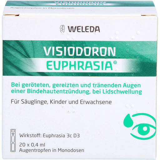 Visiodoron Euphrasia Augentropfen in Monodosen bei geröteten, gereizten & tränenden Augen einer Bindehautentzündung, 20 St. Einzeldosisbehältnisse