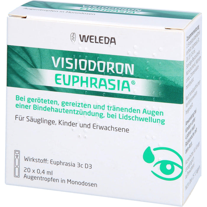Visiodoron Euphrasia Augentropfen in Monodosen bei geröteten, gereizten & tränenden Augen einer Bindehautentzündung, 20 St. Einzeldosisbehältnisse