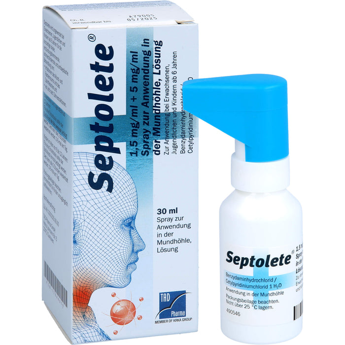Septolete 1,5 mg/ml + 5 mg/ml Spray bei Halsschmerzen, 30 ml Lösung