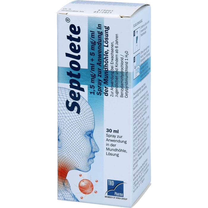 Septolete 1,5 mg/ml + 5 mg/ml Spray bei Halsschmerzen, 30 ml Lösung