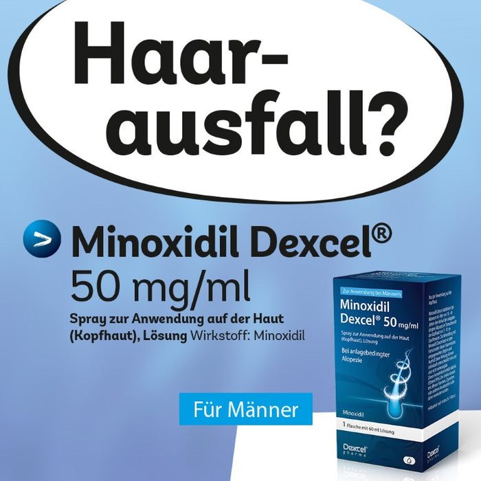 Minoxidil Dexcel 50 mg/ml Spray für Männer zur Anwendung auf der Haut (Kopfhaut), 60 ml Solution