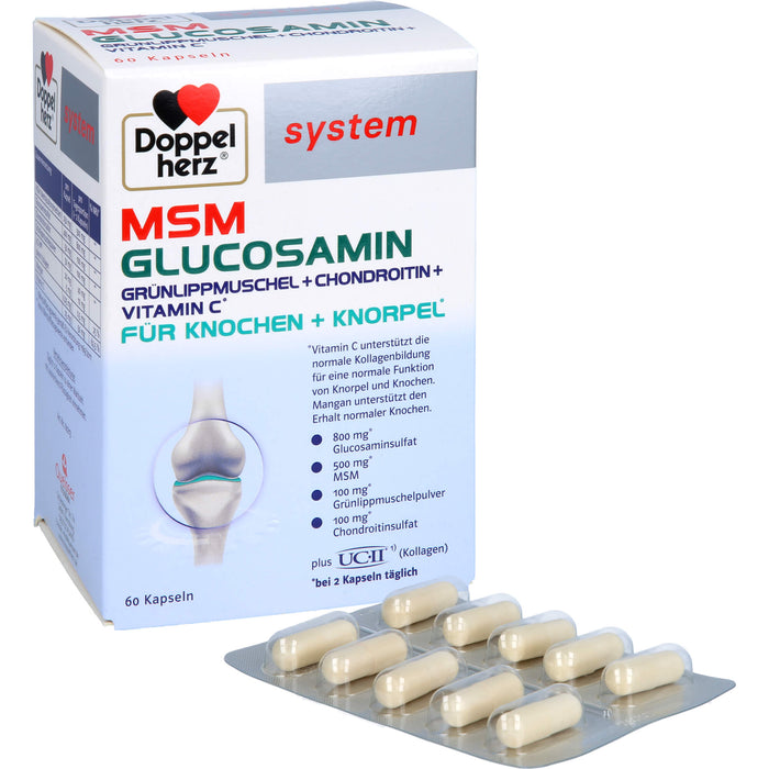 Doppelherz system MSM Glucosamin Kapseln für Knochen und Knorpel, 60 pcs. Capsules