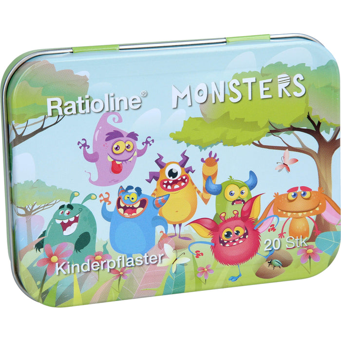 Ratioline Kinderpflaster Monsters in Blechbox, 20 pc Pansement