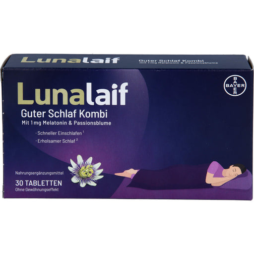 Lunalaif Guter Schlaf Kombi Tabletten mit 1 mg Melatonin & Passionsblume, 30 St. Tabletten