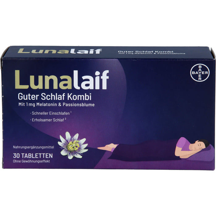 Lunalaif Guter Schlaf Kombi Tabletten mit 1 mg Melatonin & Passionsblume, 30 St. Tabletten