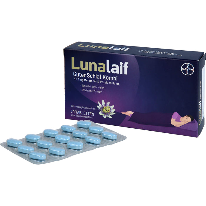 Lunalaif Guter Schlaf Kombi Tabletten mit 1 mg Melatonin & Passionsblume, 30 pc Tablettes