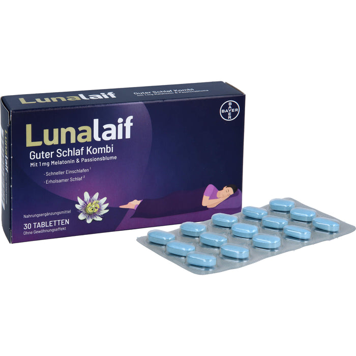Lunalaif Guter Schlaf Kombi Tabletten mit 1 mg Melatonin & Passionsblume, 30 St. Tabletten