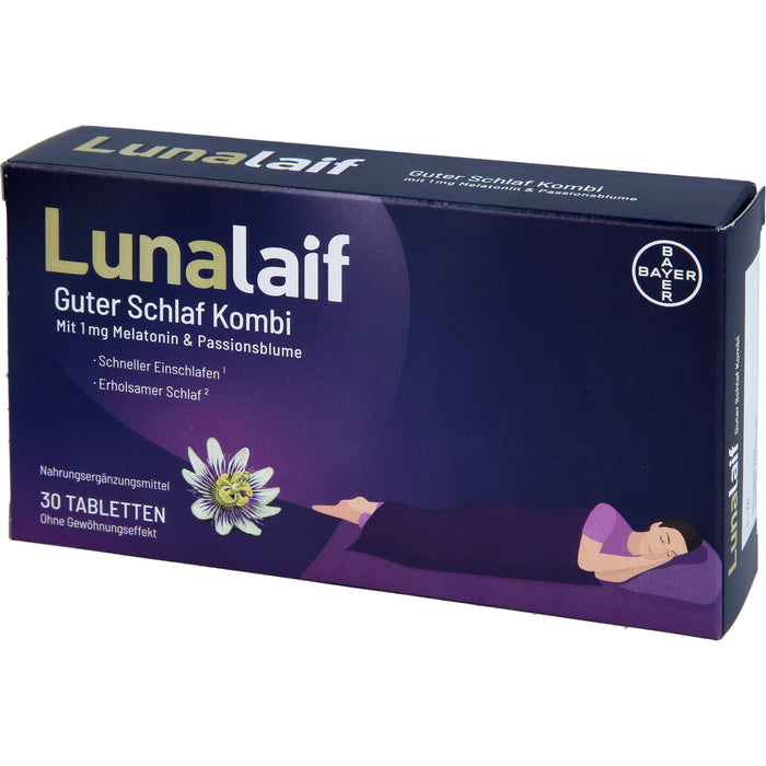 Lunalaif Guter Schlaf Kombi Tabletten mit 1 mg Melatonin & Passionsblume, 30 St. Tabletten
