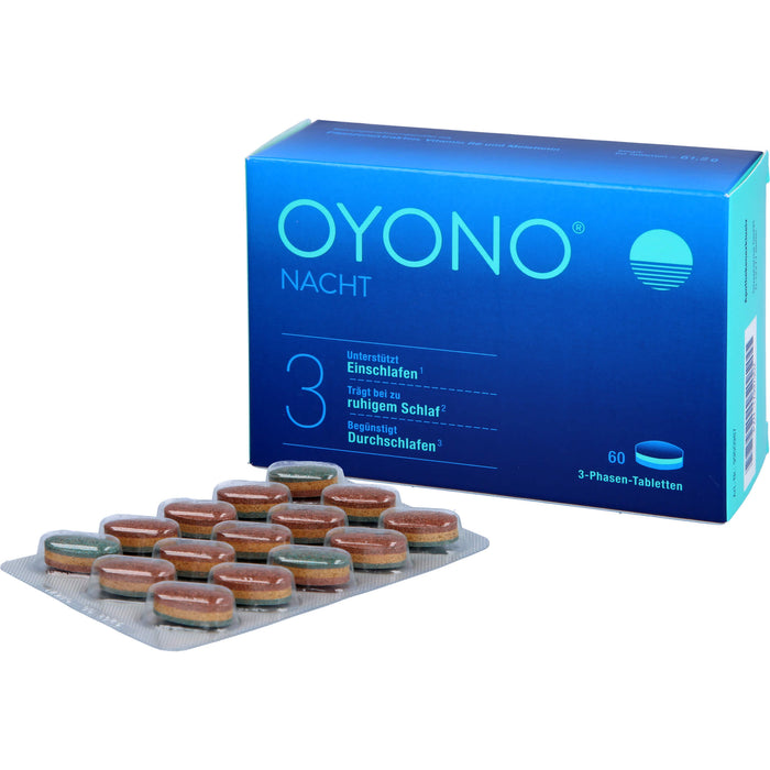 OYONO Nacht Tabletten mit 1 mg Melatonin, Baldrian und Zitronenmelisse, 60 pcs. Tablets