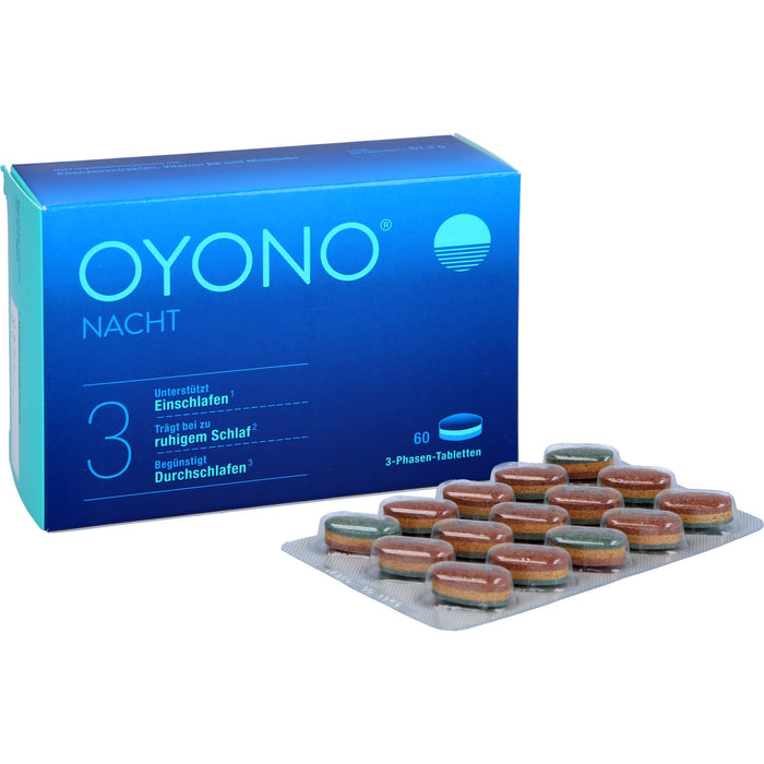 OYONO Nacht Tabletten mit 1 mg Melatonin, Baldrian und Zitronenmelisse, 60 pc Tablettes