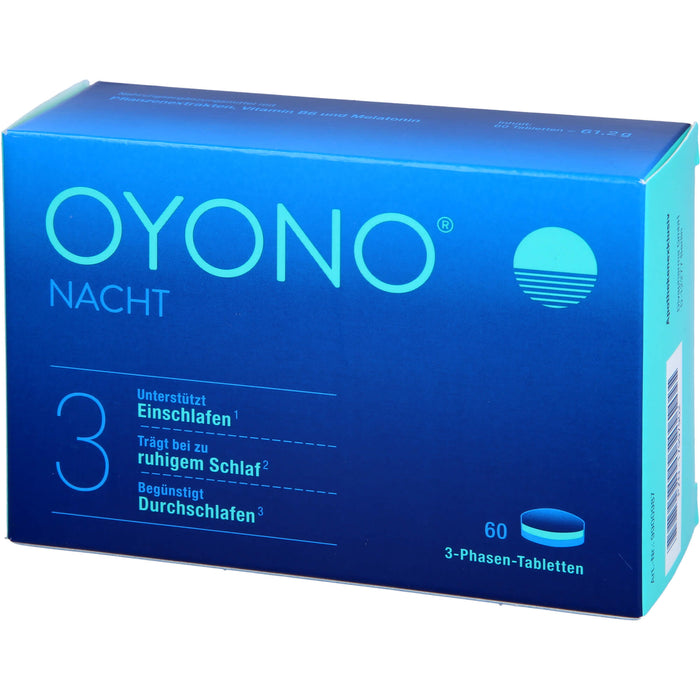 OYONO Nacht Tabletten mit 1 mg Melatonin, Baldrian und Zitronenmelisse, 60 pc Tablettes