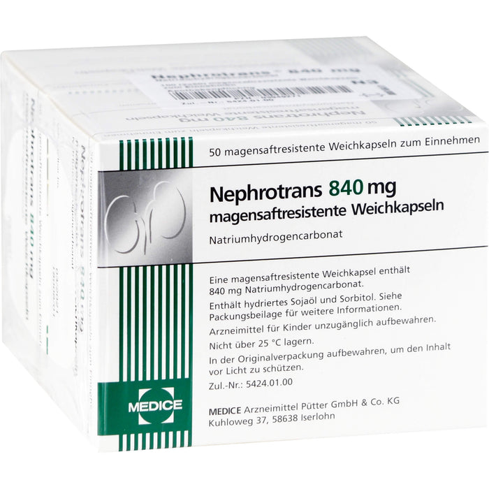 Nephrotrans 840 mg Weichkapseln bei stoffwechselbedingter Übersäuerung des Blutes, 100 pc Capsules