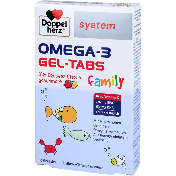 Doppelherz Omega-3 Gel-Tabs family Erdb.-Ci system, 60 St. Kautabletten