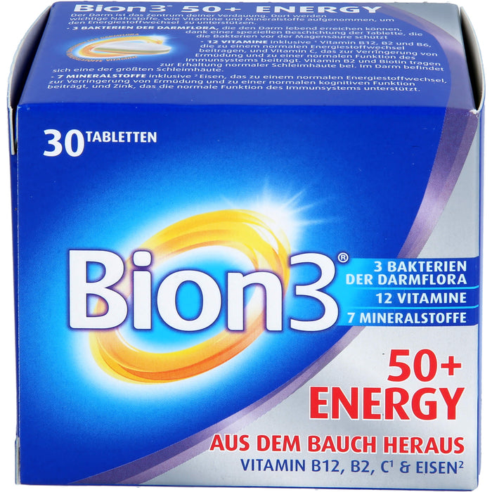 Bion3 Energy 50+ Tabletten Multivitamin für Darm- & Energieunterstützung, 30 St. Tabletten