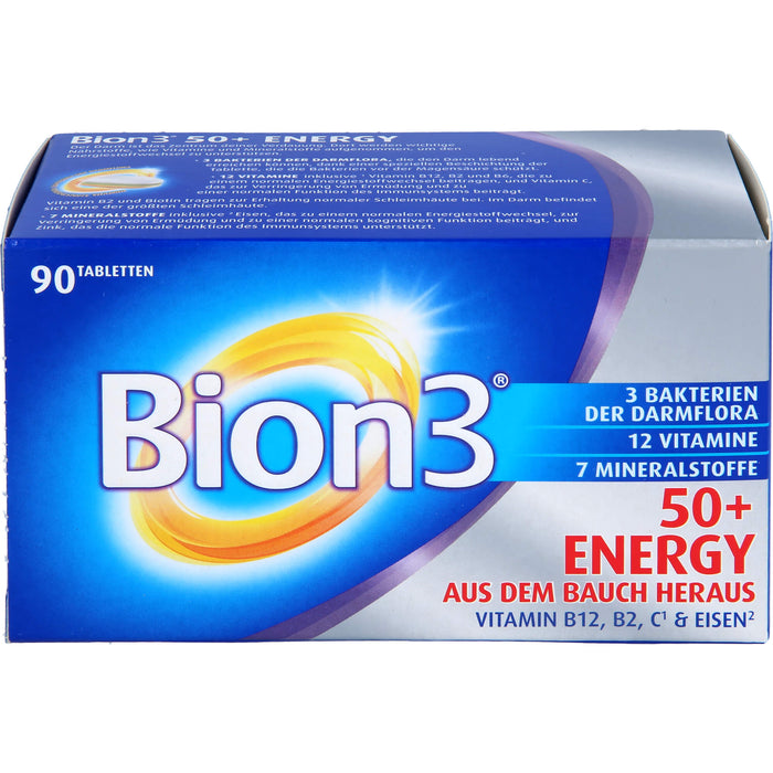 Bion3 50+ Energy Multivitamin Tabletten für Darm- & Energieunterstützung, 90 St. Tabletten