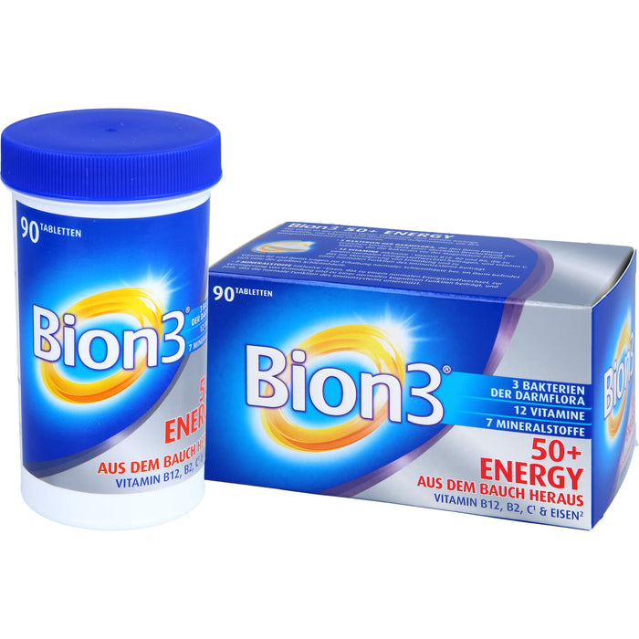 Bion3 50+ Energy Multivitamin Tabletten für Darm- & Energieunterstützung, 90 pc Tablettes