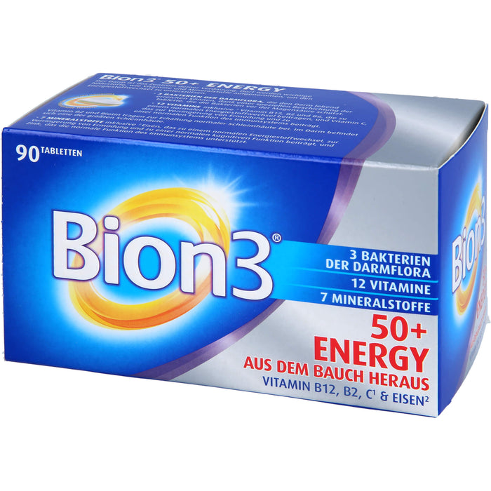 Bion3 50+ Energy Multivitamin Tabletten für Darm- & Energieunterstützung, 90 pc Tablettes