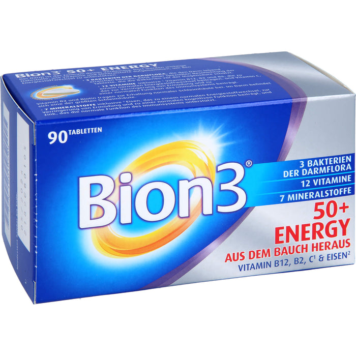 Bion3 50+ Energy Multivitamin Tabletten für Darm- & Energieunterstützung, 90 pc Tablettes