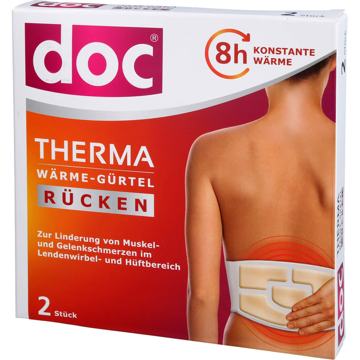 Doc Therma Wärme-Gürtel Rücken Pflaster zur vorübergehenden Linderung von Muskel- und Gelenkschmerzen, 2 pc Pansement
