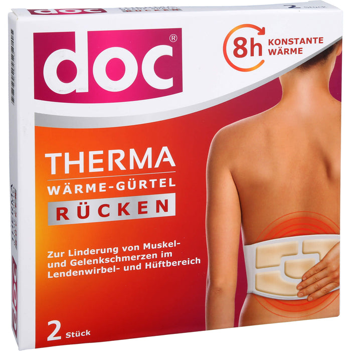 Doc Therma Wärme-Gürtel Rücken Pflaster zur vorübergehenden Linderung von Muskel- und Gelenkschmerzen, 2 pcs. Patch