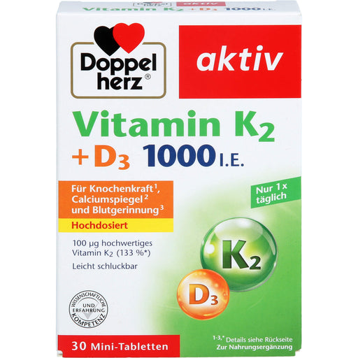 Doppelherz Vitamin K2 + D3 1000 I.E., 30 St TAB