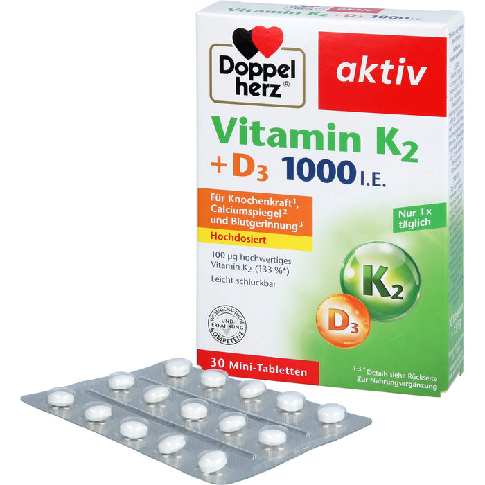 Doppelherz Vitamin K2 + D3 1000 I.E., 30 St TAB