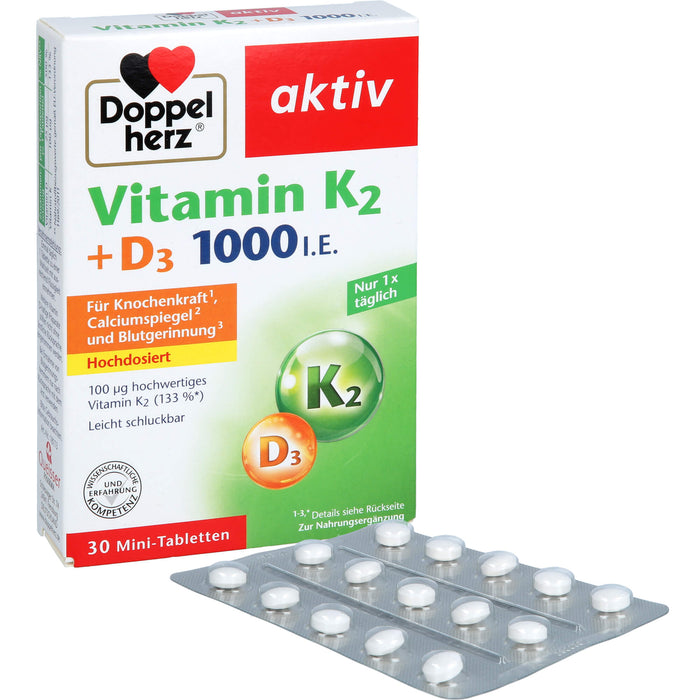 Doppelherz Vitamin K2 + D3 1000 I.E., 30 St TAB