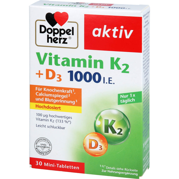 Doppelherz Vitamin K2 + D3 1000 I.E., 30 St TAB