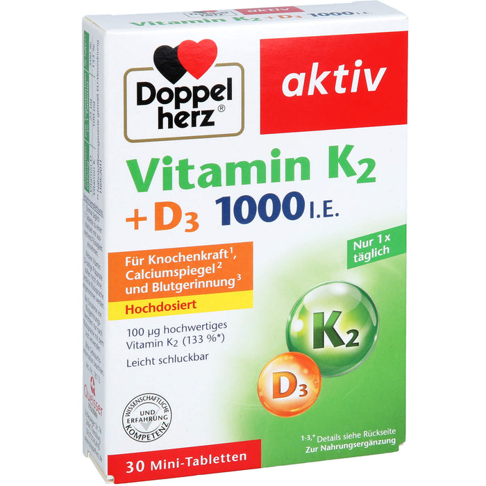 Doppelherz Vitamin K2 + D3 1000 I.E., 30 St TAB
