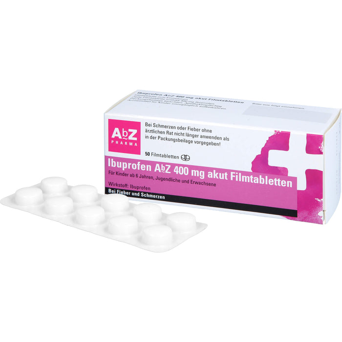 Ibuprofen AbZ 400 mg akut Filmtabletten bei Fieber und Schmerzen, 50 St. Tabletten