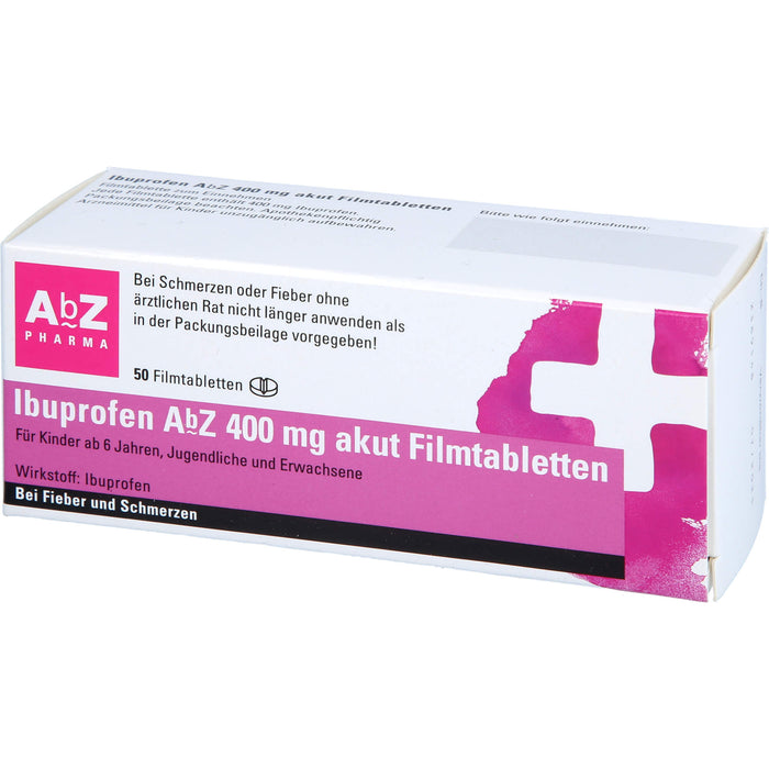 Ibuprofen AbZ 400 mg akut Filmtabletten bei Fieber und Schmerzen, 50 pc Tablettes