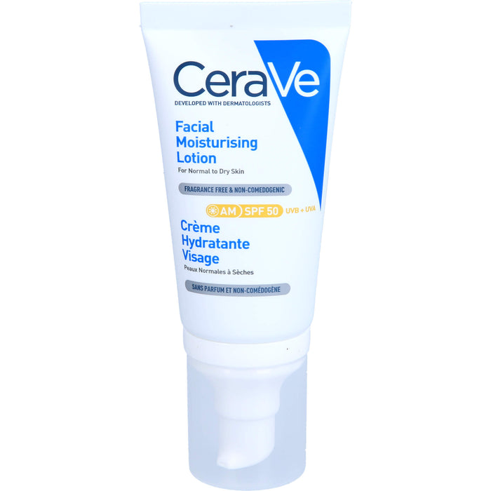 CeraVe feuchtigkeitsspendende Gesichtscreme mit LSF 50 für normale bis trockene Haut, 52 ml Cream
