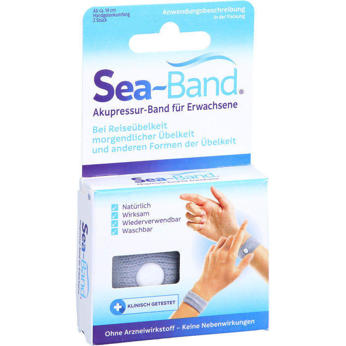Sea-Band Akupressurband für Erwachsene grau bei Übelkeit, 2 pcs. Tapes