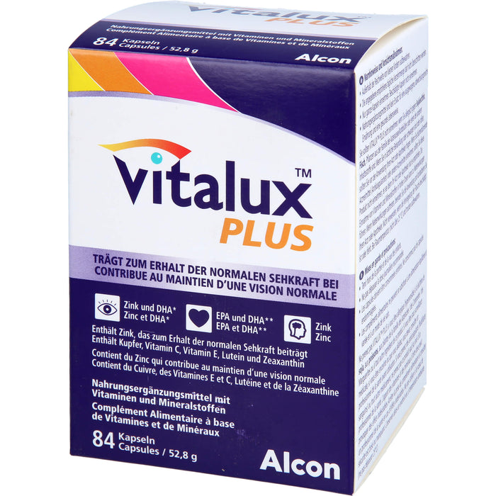 Vitalux Plus Kapseln trägt zum Erhalt der normalen Sehkraft bei, 84 pcs. Capsules