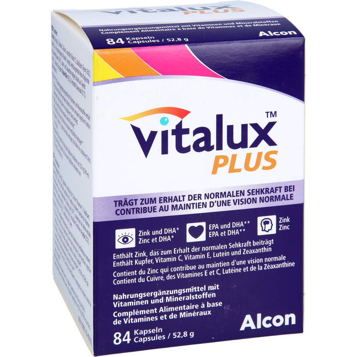 Vitalux Plus Kapseln trägt zum Erhalt der normalen Sehkraft bei, 84 pcs. Capsules