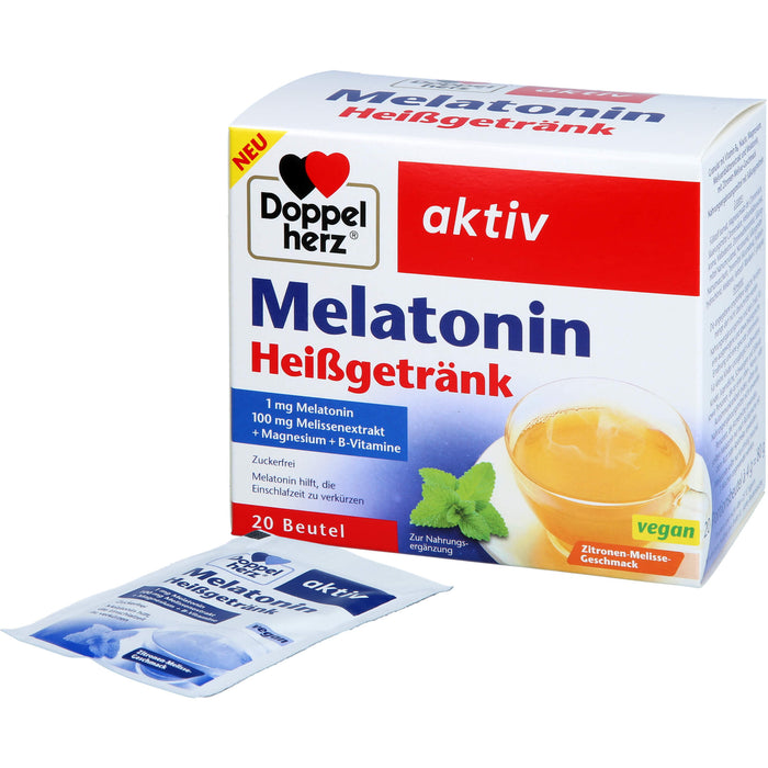 Doppelherz aktiv Melatonin Heißgetränk mit Zitronen-Melissen-Geschmack, 20 St. Beutel