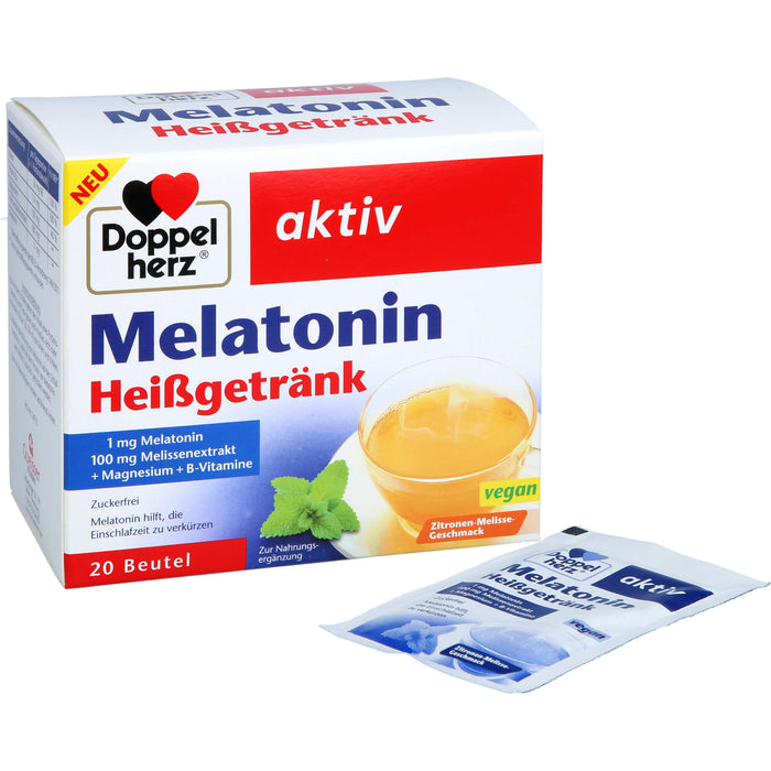 Doppelherz aktiv Melatonin Heißgetränk mit Zitronen-Melissen-Geschmack, 20 St. Beutel